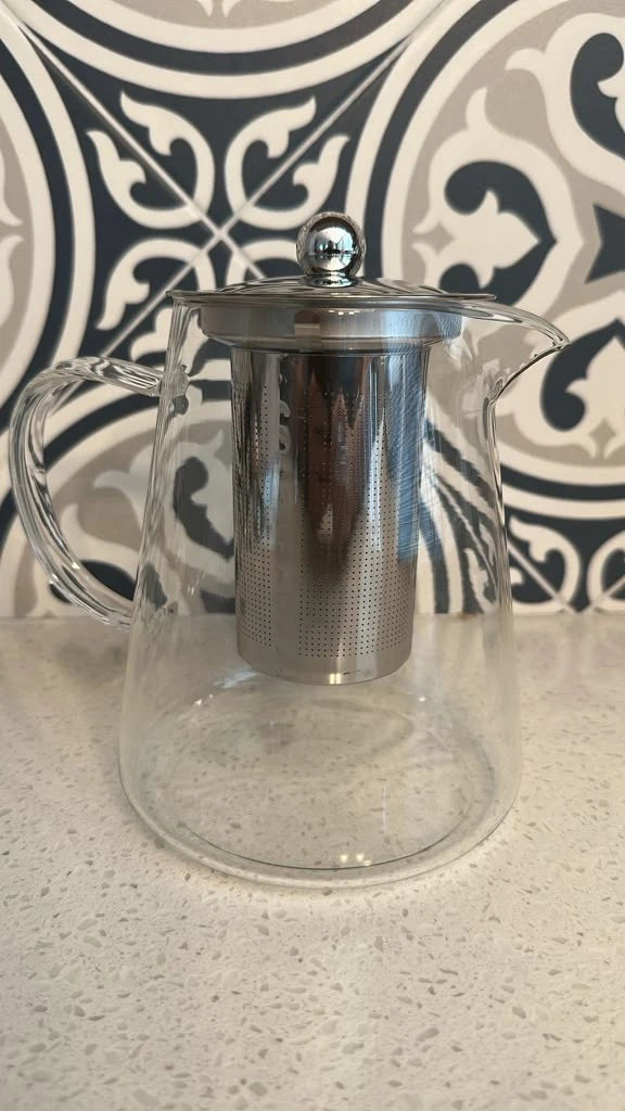Clear Glass Teapot 32oz (950ml) with Stainless Steel Infuser & Lid