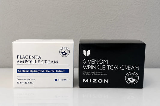 MIZON 2Pc Skincare Set Placenta Ampoule Cream & S Venom Wrinkle Tox Cream