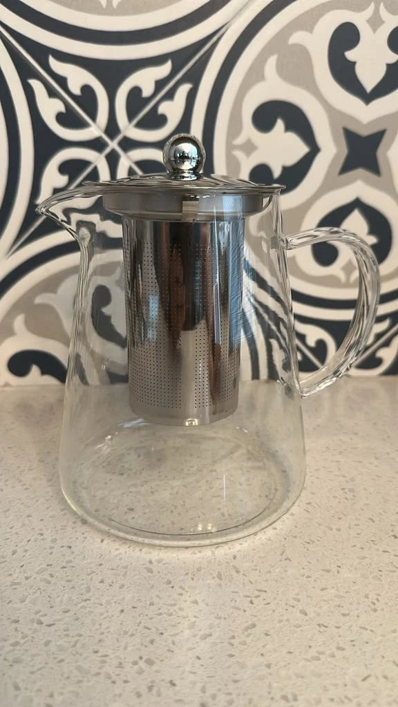Clear Glass Teapot 32oz (950ml) with Stainless Steel Infuser & Lid