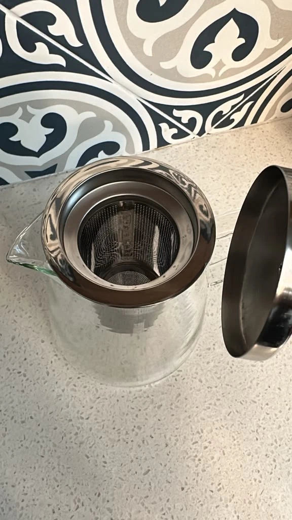 Clear Glass Teapot 32oz (950ml) with Stainless Steel Infuser & Lid
